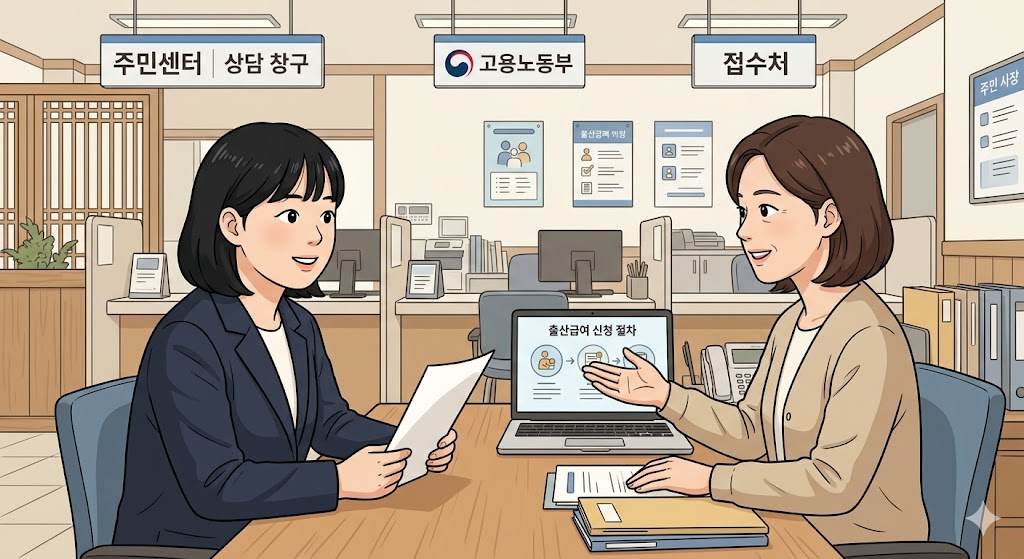 고용보험 미적용자 출산급여 주민센터 상담 창구 신청 안내 본문 이미지