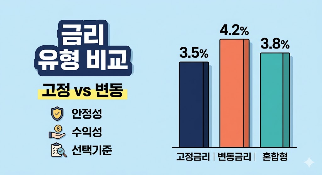 주택담보대출 고정금리 변동금리 선택방법 비교 인포그래픽