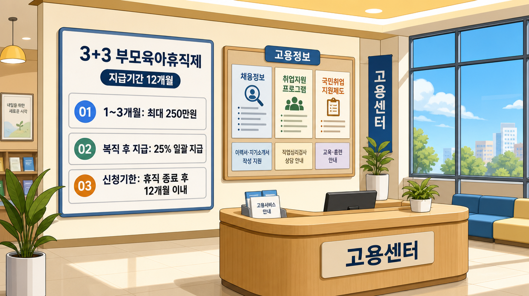 육아휴직급여 상한액 인상에 따른 지급 조건과 절차 안내 일러스트