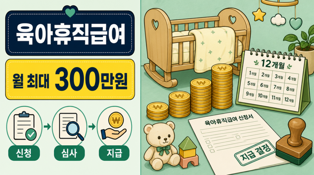 2026 고용보험 육아휴직급여 상한액 인상 및 신청방법 인포그래픽